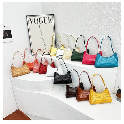 Embossed Underarm Stone Pattern Candy Color Shoulder Bag