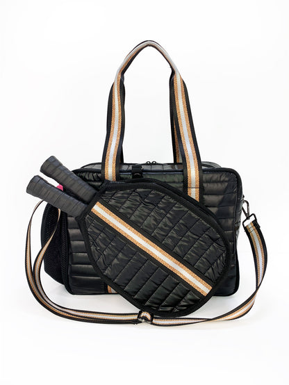 Striped Outdoor Neoprene Travel Portable Crossbody Shoulder Tennis Pack