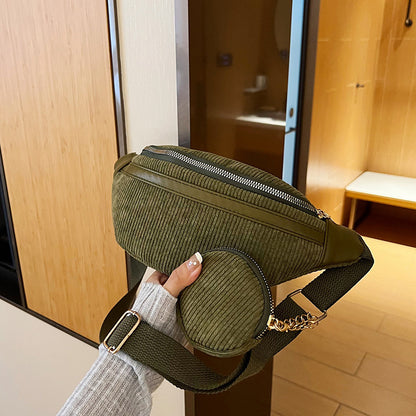 Street Trend Canvas Corduroy Simple Casual Shoulder Bag