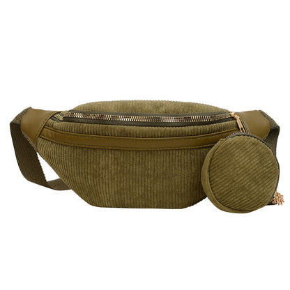 Street Trend Canvas Corduroy Simple Casual Shoulder Bag