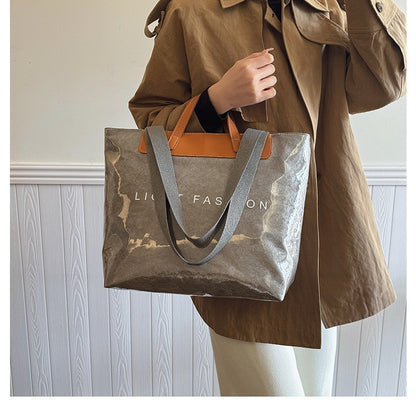 Fashion Tote Bag Special Texture Sewing Line Letter Shoulder Bag