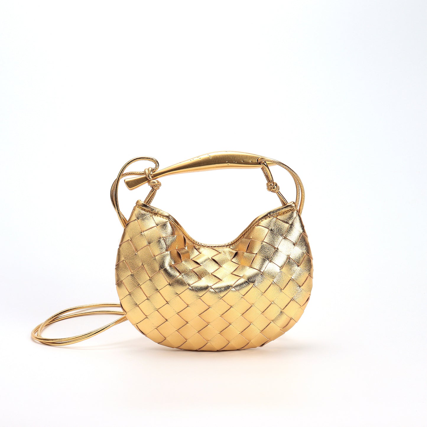 Woven Bag Fashion Cattlehide Leather Commuter Portable Shoulder Crossbody Bag