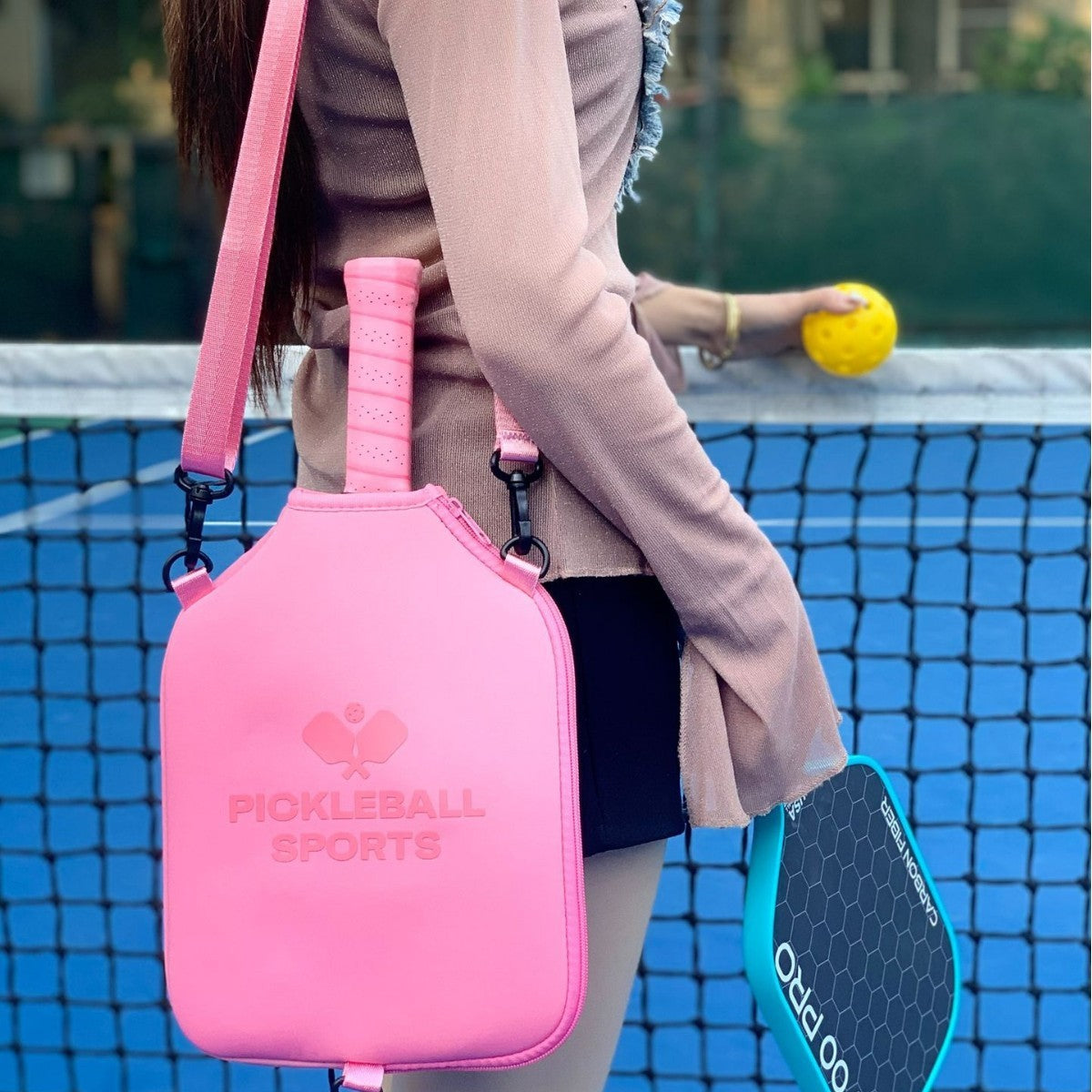 Striped Outdoor Neoprene Travel Portable Crossbody Shoulder Tennis Pack