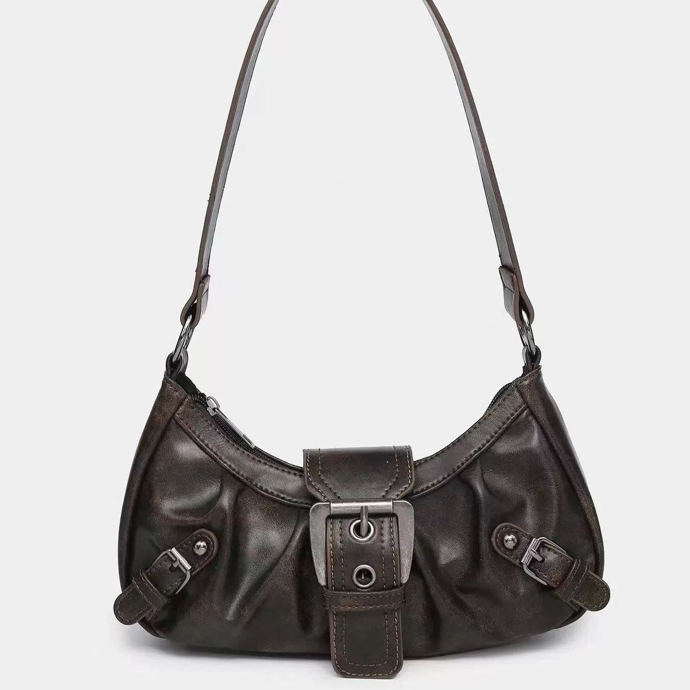 Women's Vintage Vintage Two-tone Leather Shoulder Bag
